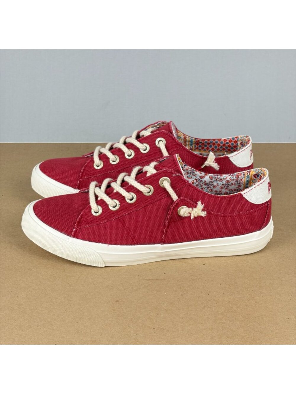 Blowfish Malibu Martina Canvas Sneakers Womens 8.5 Red White Lace Up Casual - Picture 10 of 10